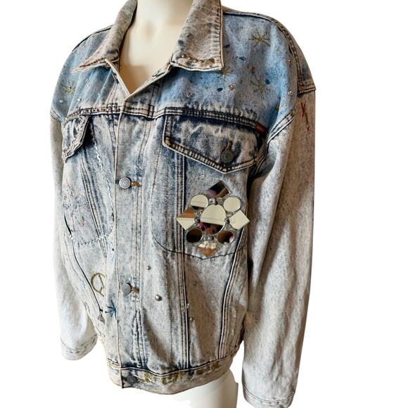 Vintage Jordache No Exit Hollywood Star Studded Denim Jacket Large Rare - Picture 3 of 16